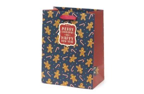 LEGAMI CHRISTMAS GIFT BAG - MEDIUM - GINGERBREAD MEN GB0556